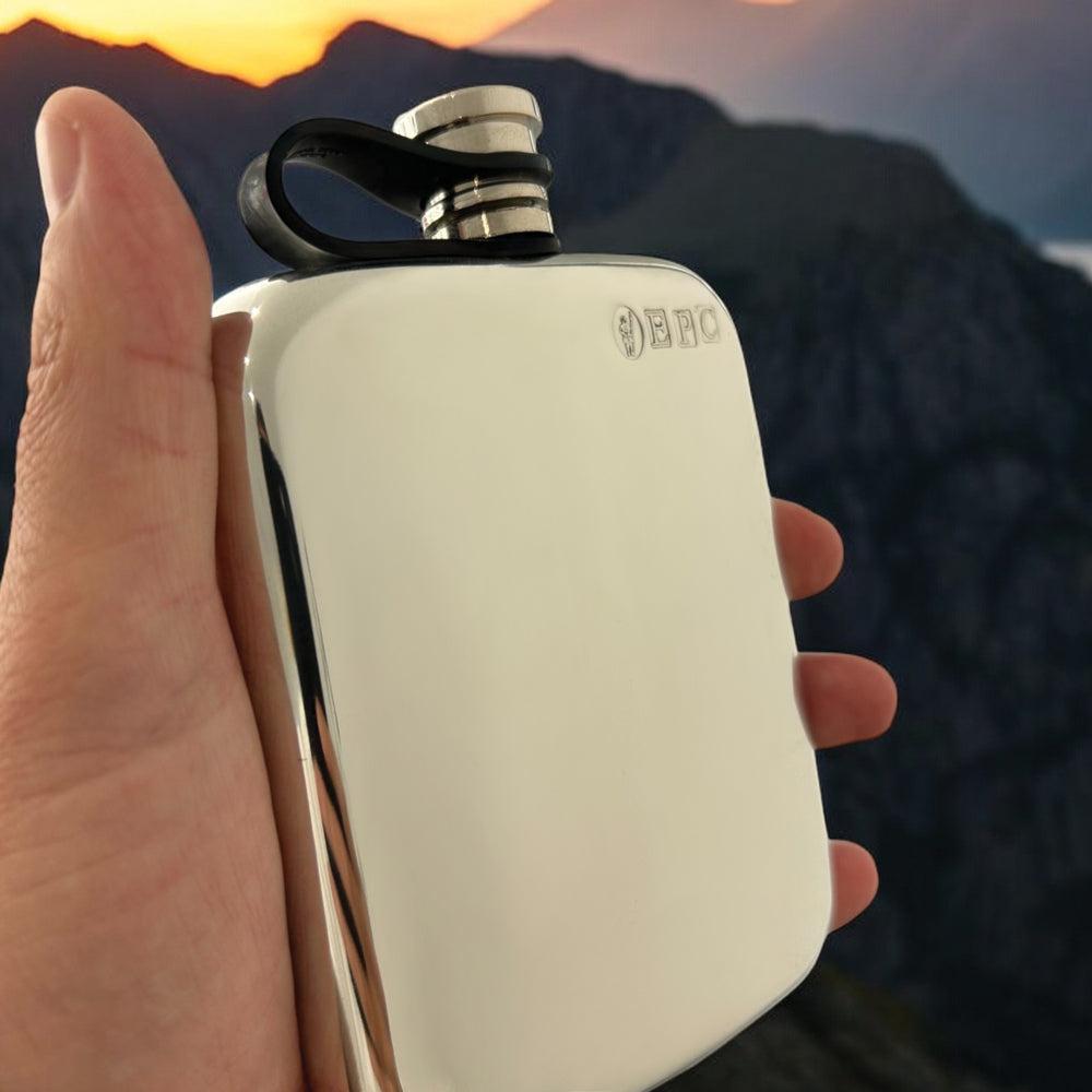 English Factory 6oz Pewter Purse Hip Flask With Flexi Cap