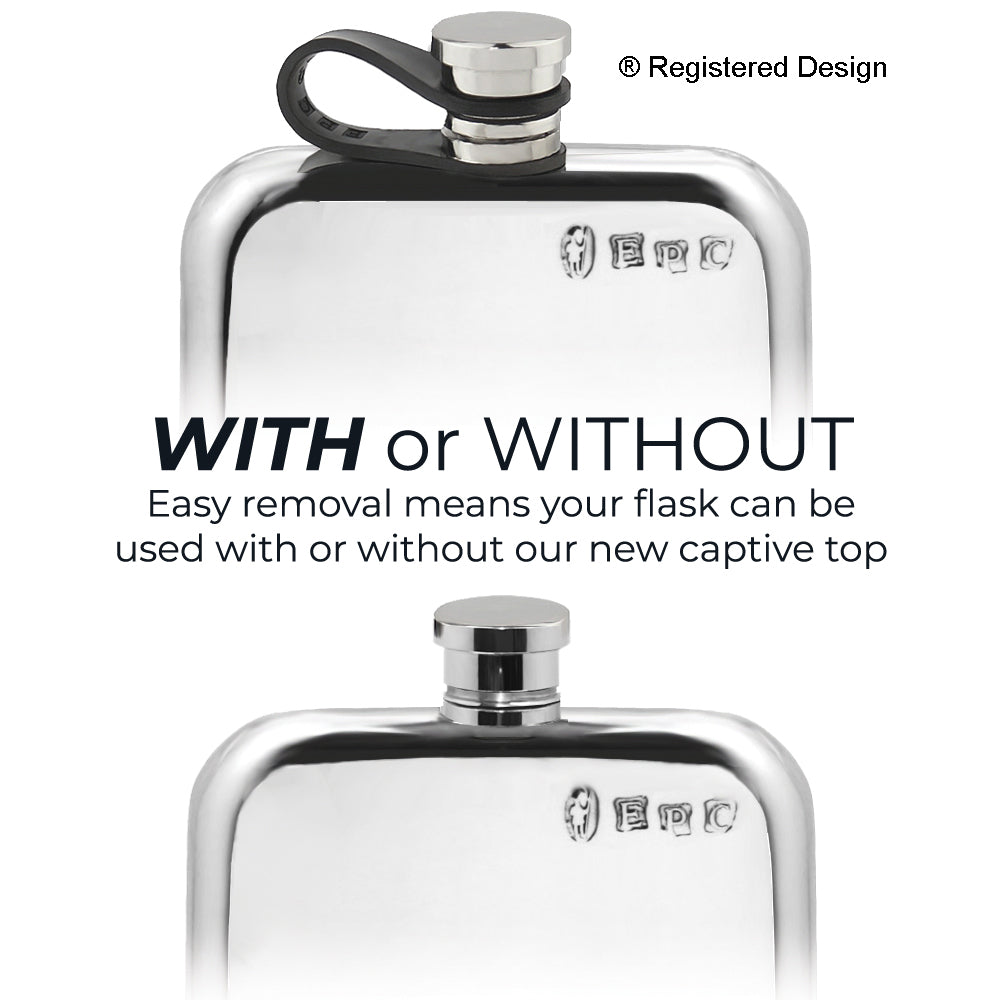 English Factory 6oz Pewter Purse Hip Flask With Flexi Cap