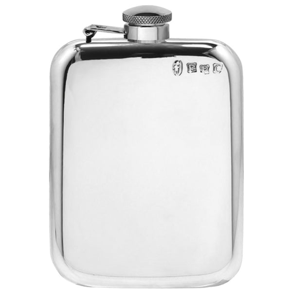 english factory 6oz Plain Pewter Hip Flask with Hinged Captive Top english factory 6oz Plain Pewter Hip Flask with Hinged Captive Top