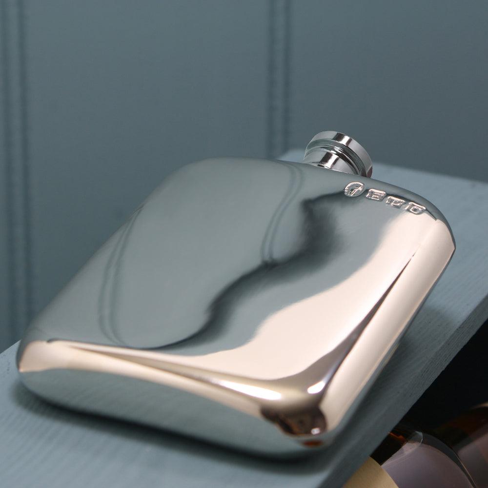 English Factory 6oz Plain Traditional Pewter Hip Flask