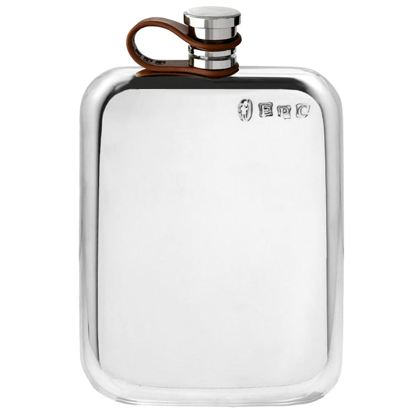 english factory 6oz Purse Pewter Hip Flask with Leather Captive Top