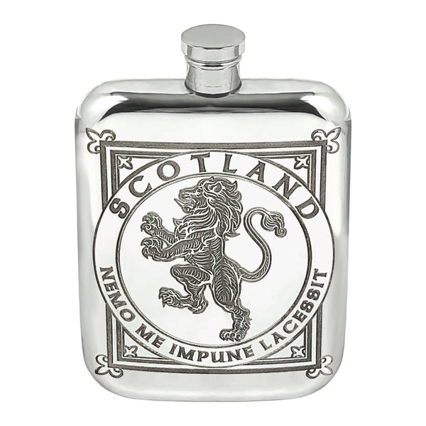 english factory 6oz Scottish Rampant Lion Pewter Hip Flask