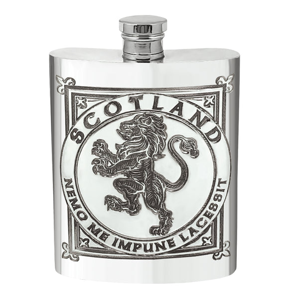 english factory 6oz Scottish Rampant Lion Pewter Hip Flask