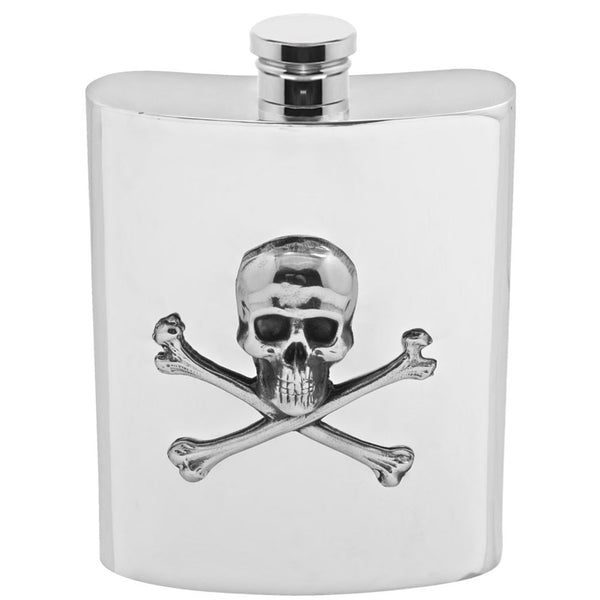 english factory 6oz Skull and Cross Bones Pewter Hip Flask