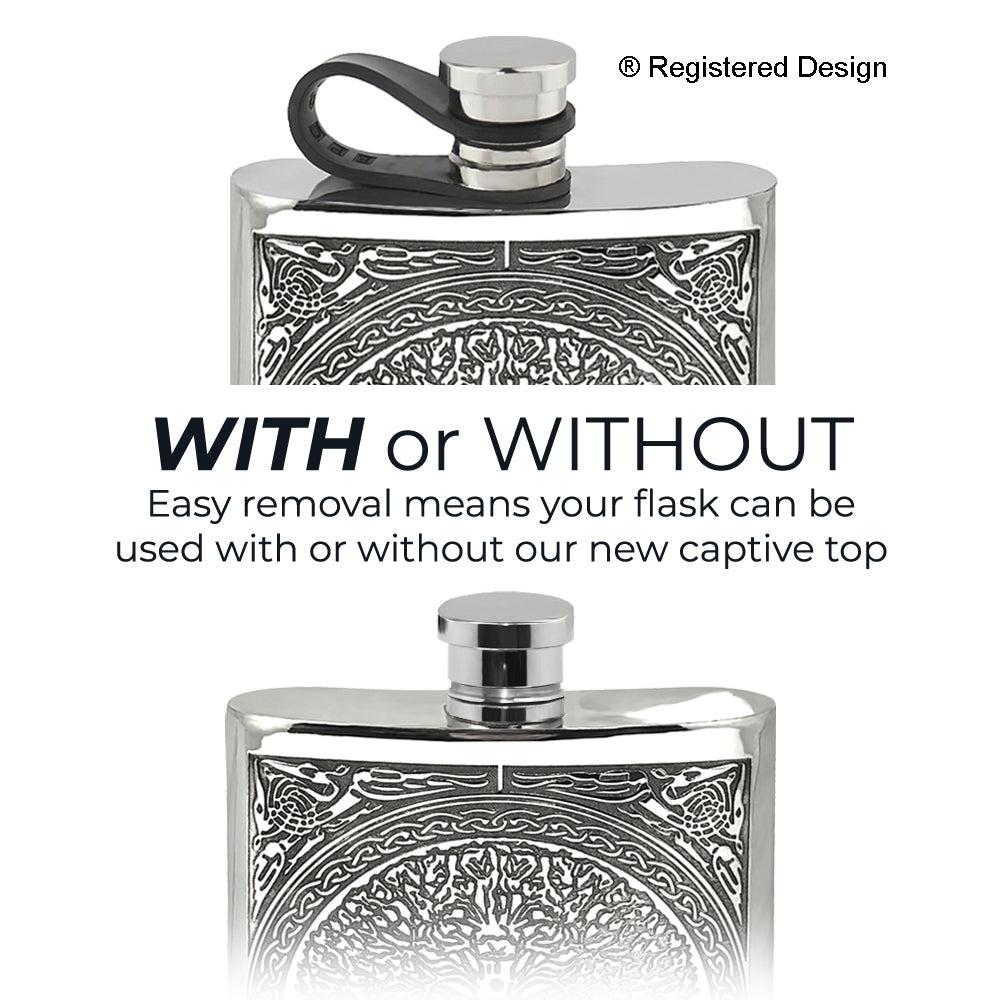 English Factory 6oz Tree Of Life Pewter Hip Flask With Flexi Cap