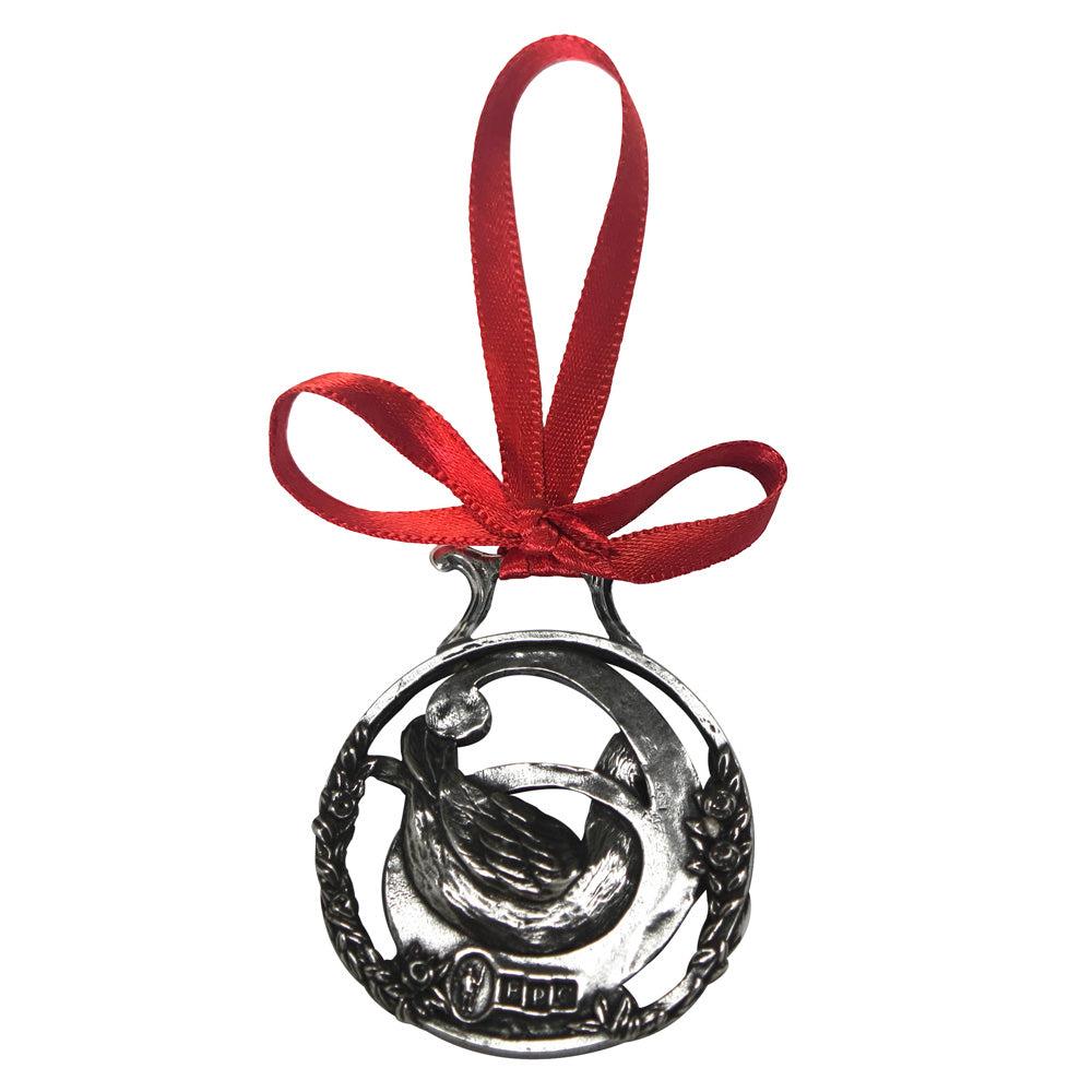 English Factory 6th Day Of Christmas Tree Pewter Ornament Bauble Decoration