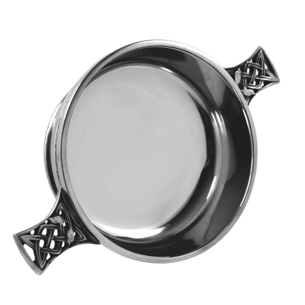 english factory 7.5 Inch Celtic Knot Handle Pewter Quaich Bowl