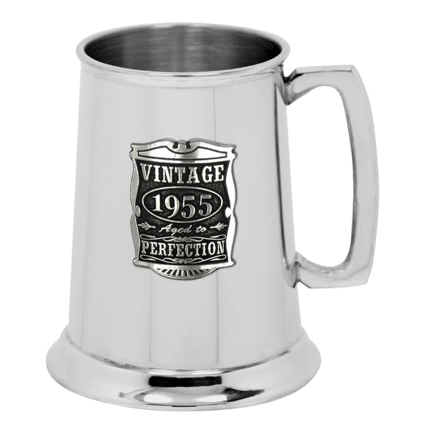 english factory 70th Birthday or Anniversary Gift 1955 Vintage Years Pewter Beer Mug Tankard