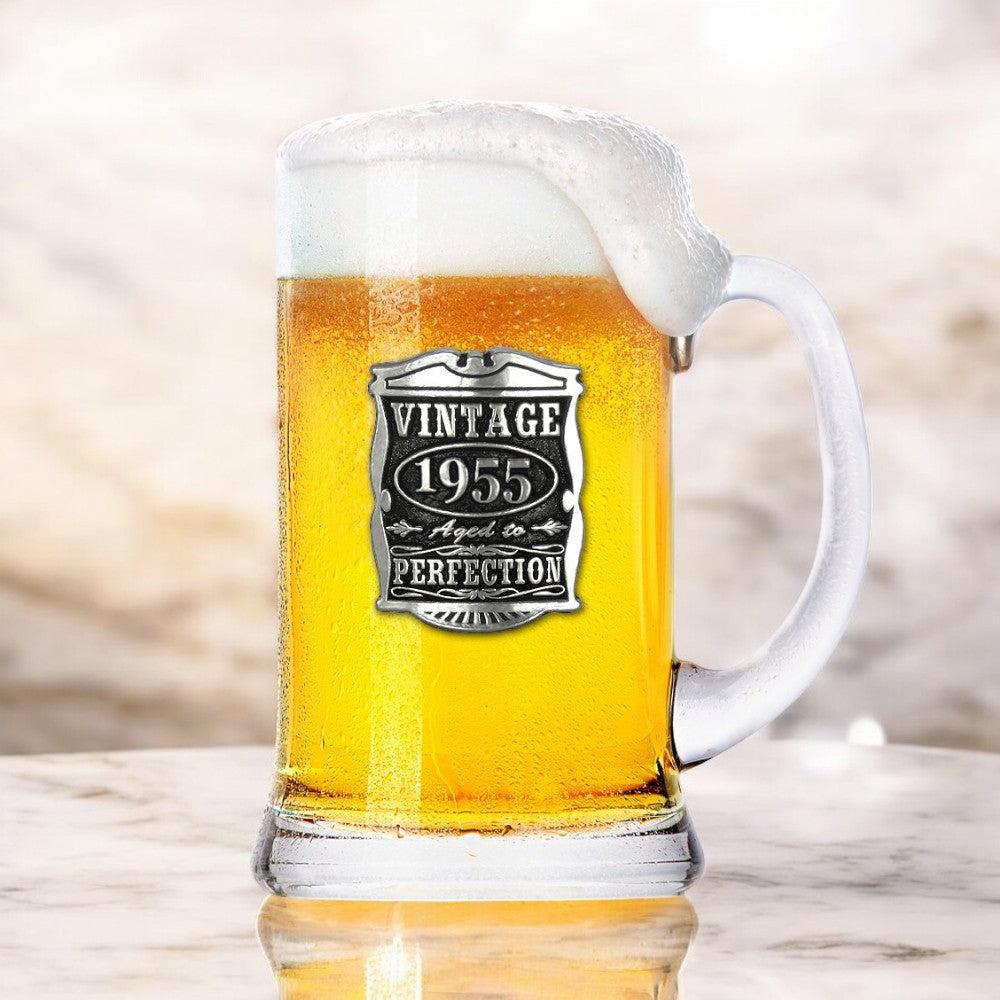 English Factory 70th Birthday Or Anniversary Gift 1955 Vintage Years Glass Pewter Beer Mug Tankard