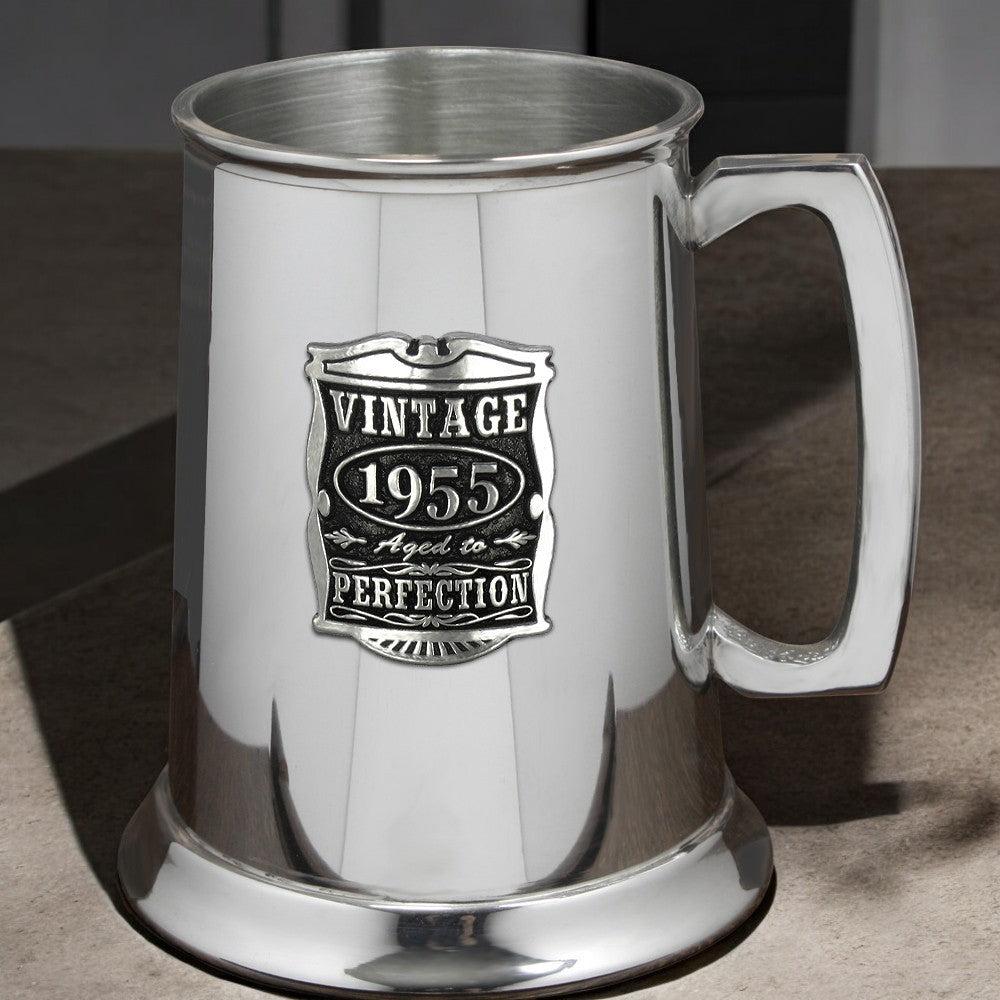 English Factory 70th Birthday Or Anniversary Gift 1955 Vintage Years Pewter Beer Mug Tankard