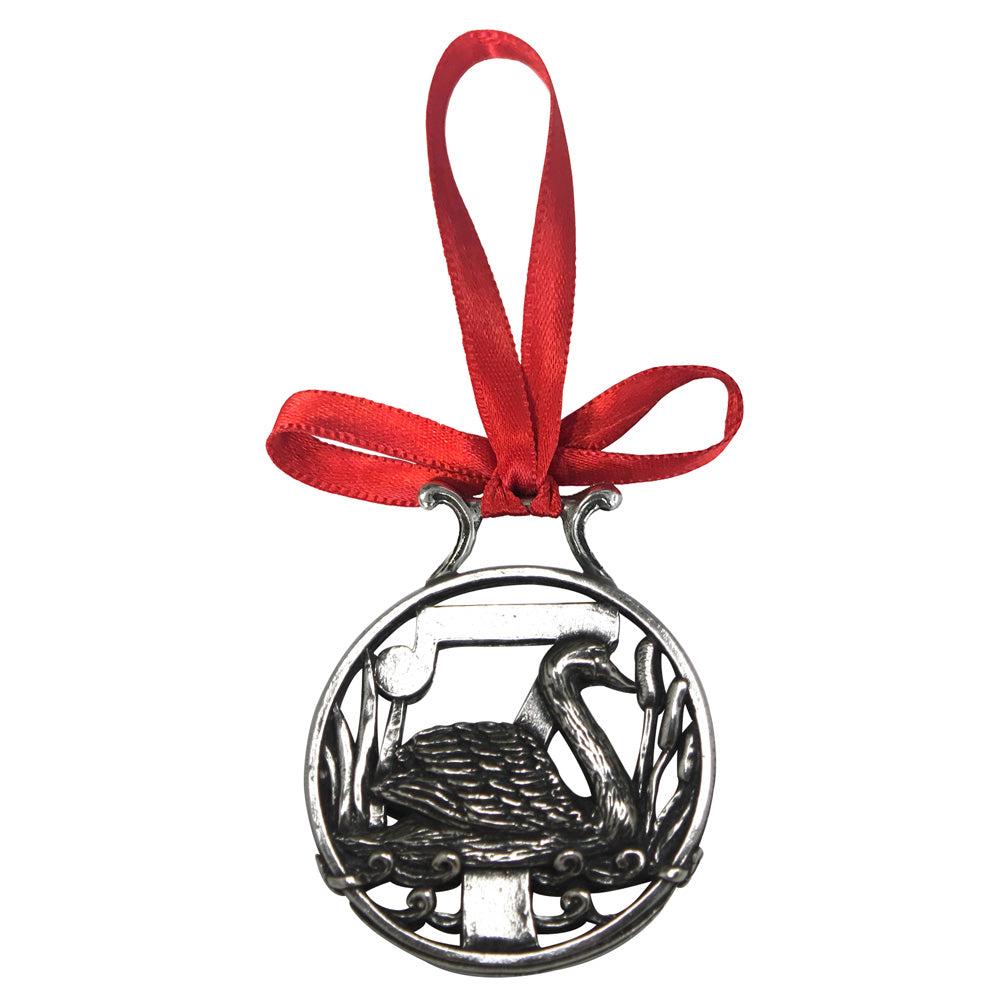 English Factory 7th Day Of Christmas Tree Pewter Ornament Bauble Decoration