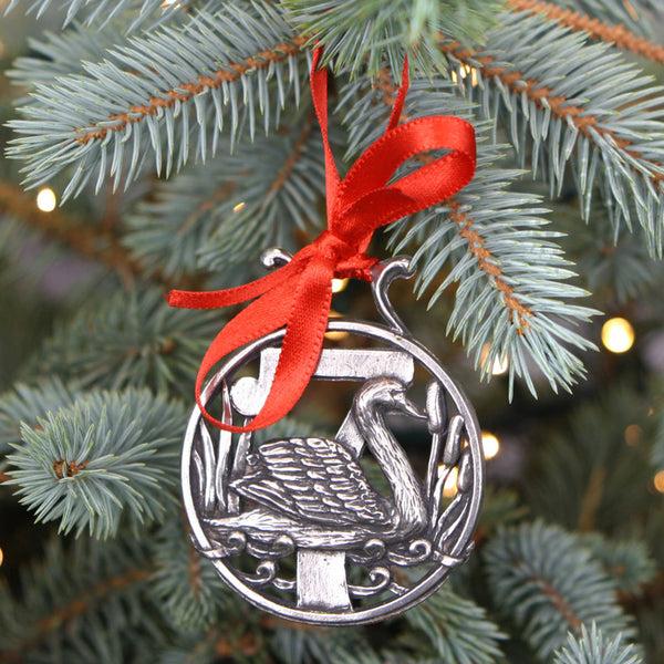 english factory 7th Day Of Christmas Tree Pewter Ornament Bauble Decoration
