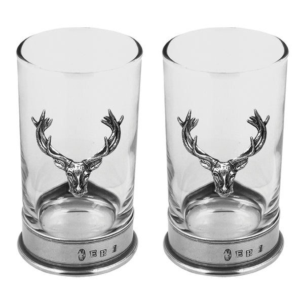 english factory 8oz Stag Head Highball Spirits Glass Double Set