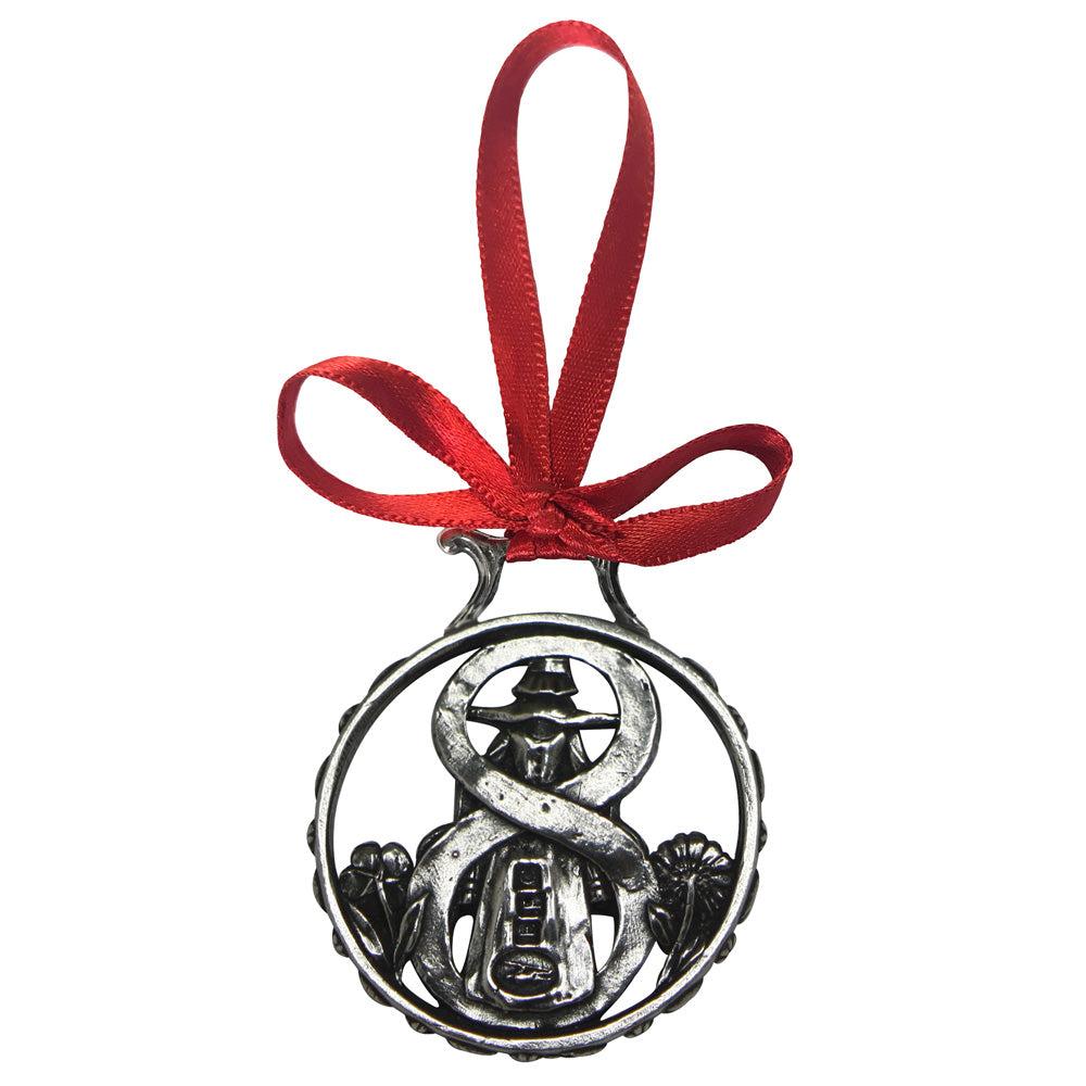 English Factory 8th Day Of Christmas Tree Pewter Ornament Bauble Decoration