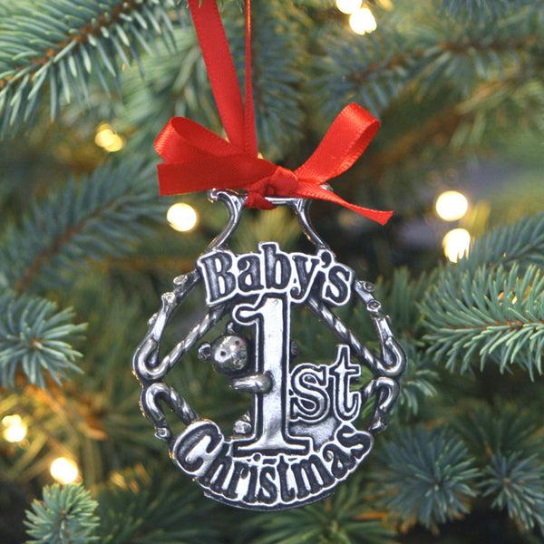 english factory Baby's First Christmas Tree Pewter Ornament Bauble Decoration