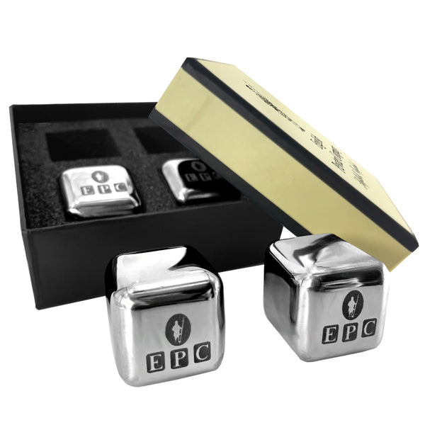 english factory Barware gift set of stainless steel ice cube stones for Whisky Wine Gin Rum and more