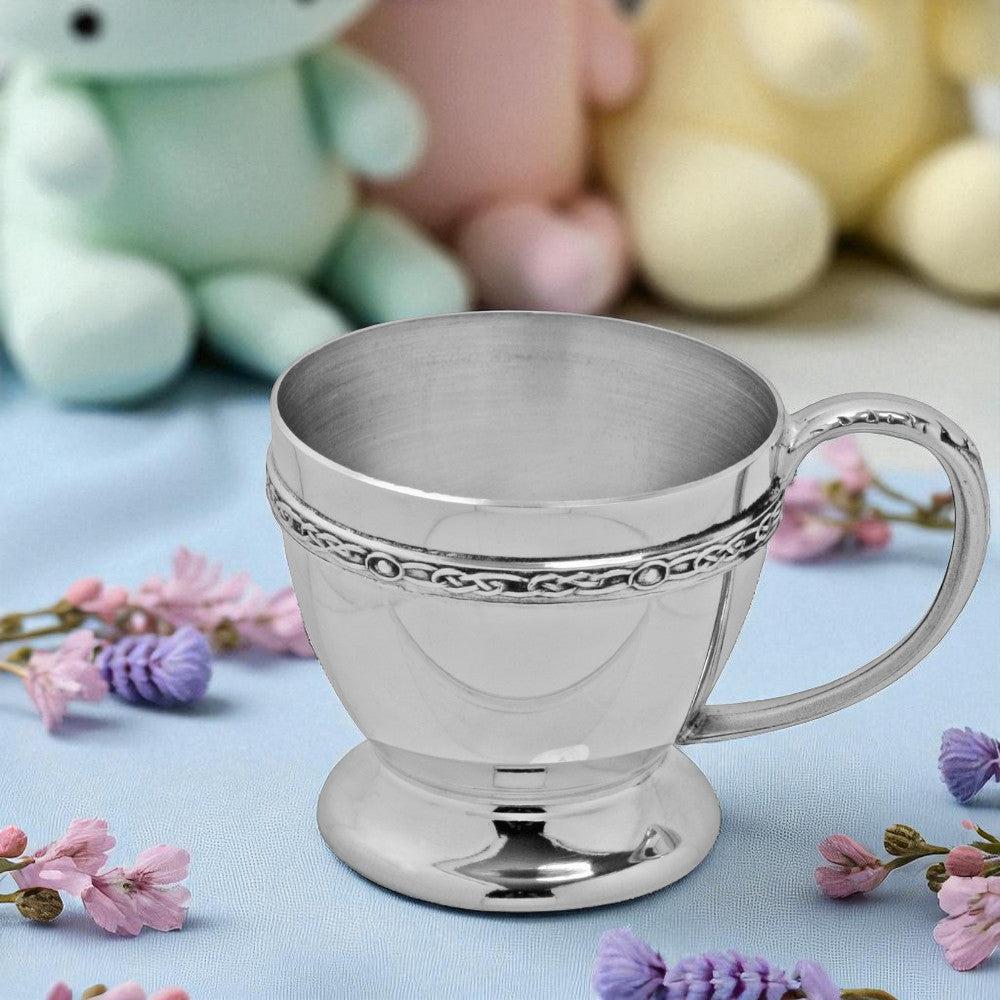 English Factory Celtic Design Pewter Christening Childs Cup