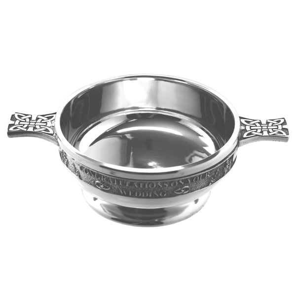 english factory "Congratulations On Your Wedding" Pewter Quaich Bowl english factory "Congratulations On Your Wedding" Pewter Quaich Bowl