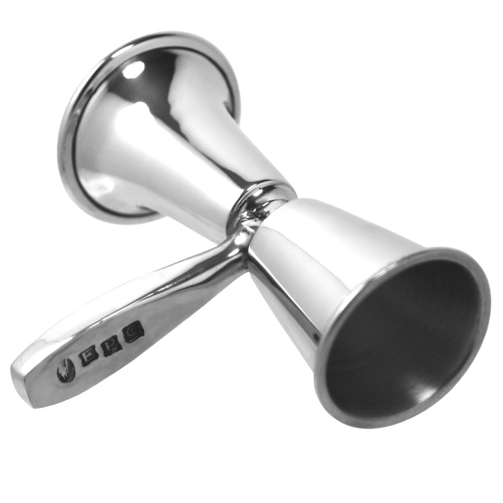 English Factory Double Shot Spirit Pewter Bar Measure With Handle