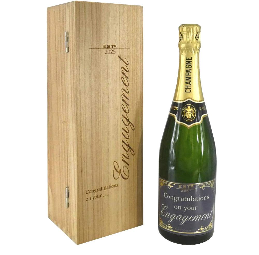 English Factory Engagement Gift For Couples Personalised 75cl Bottle Of Champagne Presented In An Engraved Wooden Box 2025