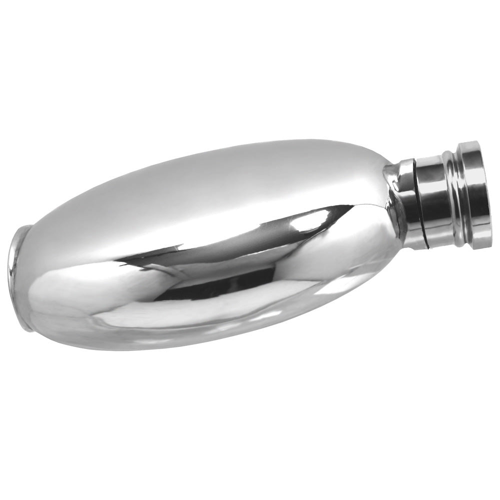 English Factory 4oz Round Plain Pewter Hip Flask