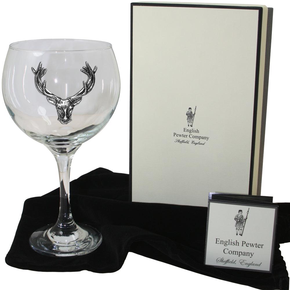 English Factory 620ml Pewter Stag Head Gin Glass