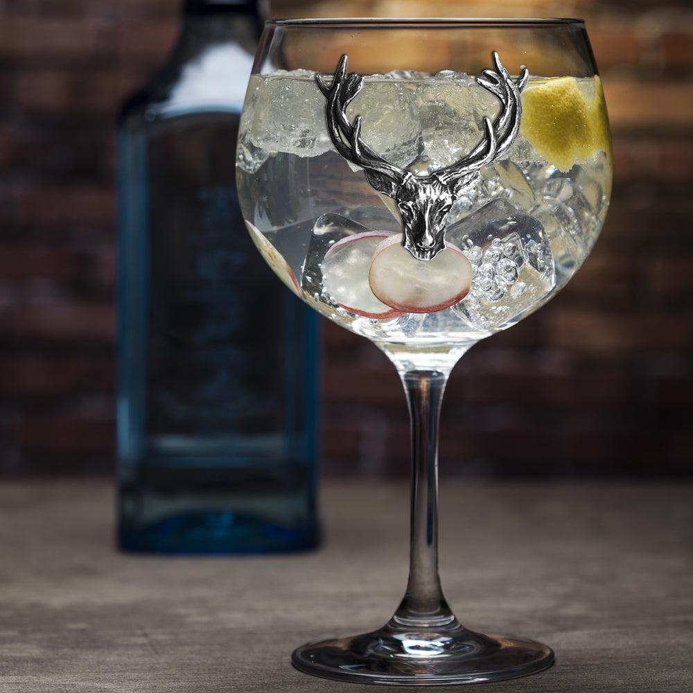 English Factory 620ml Pewter Stag Head Gin Glass