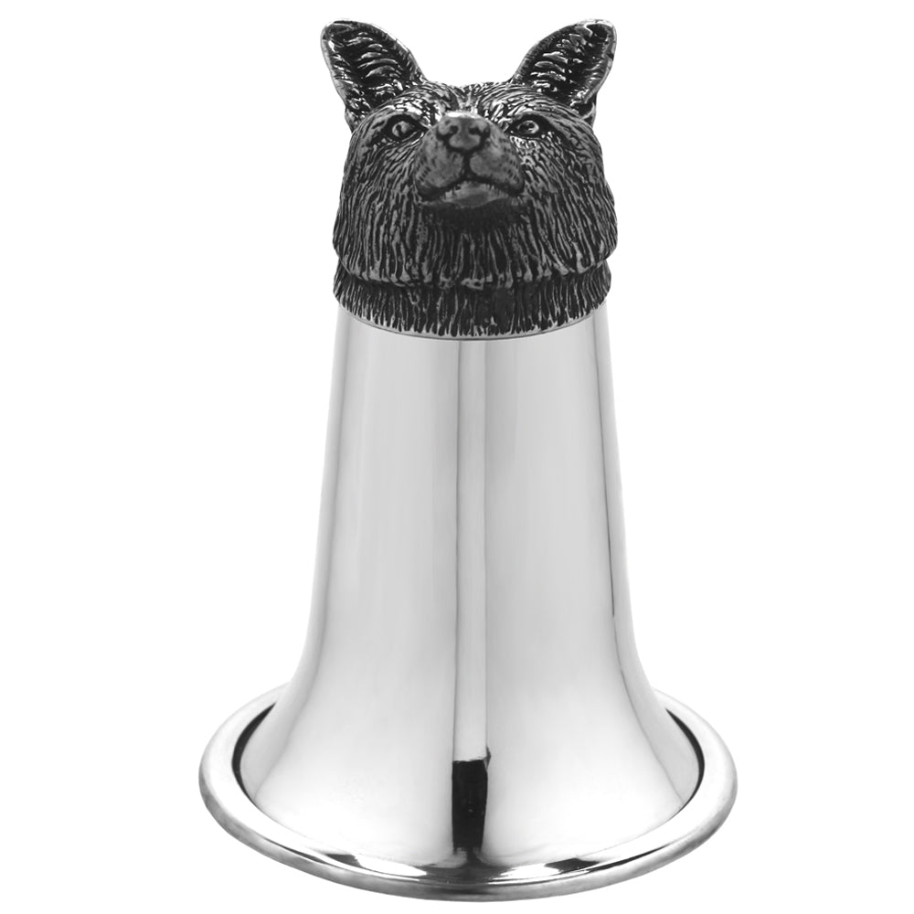 English Factory Fox Head Pewter Stirrup Cup