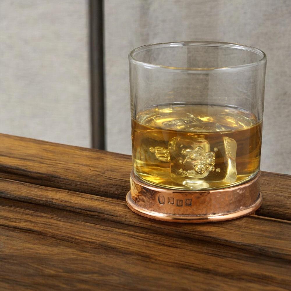 English Factory English Pewter 11oz Copper Rose Hammered Pewter Whisky Glass Tumbler