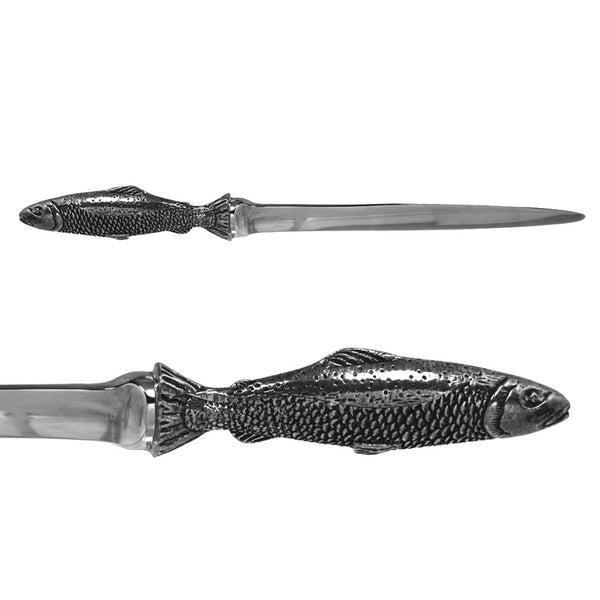 english factory Fishing Trout Pewter Letter Opener Knife