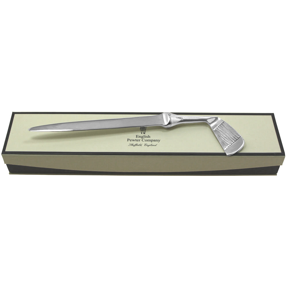 English Factory Golf Club Handle Pewter Letter Opener Knife