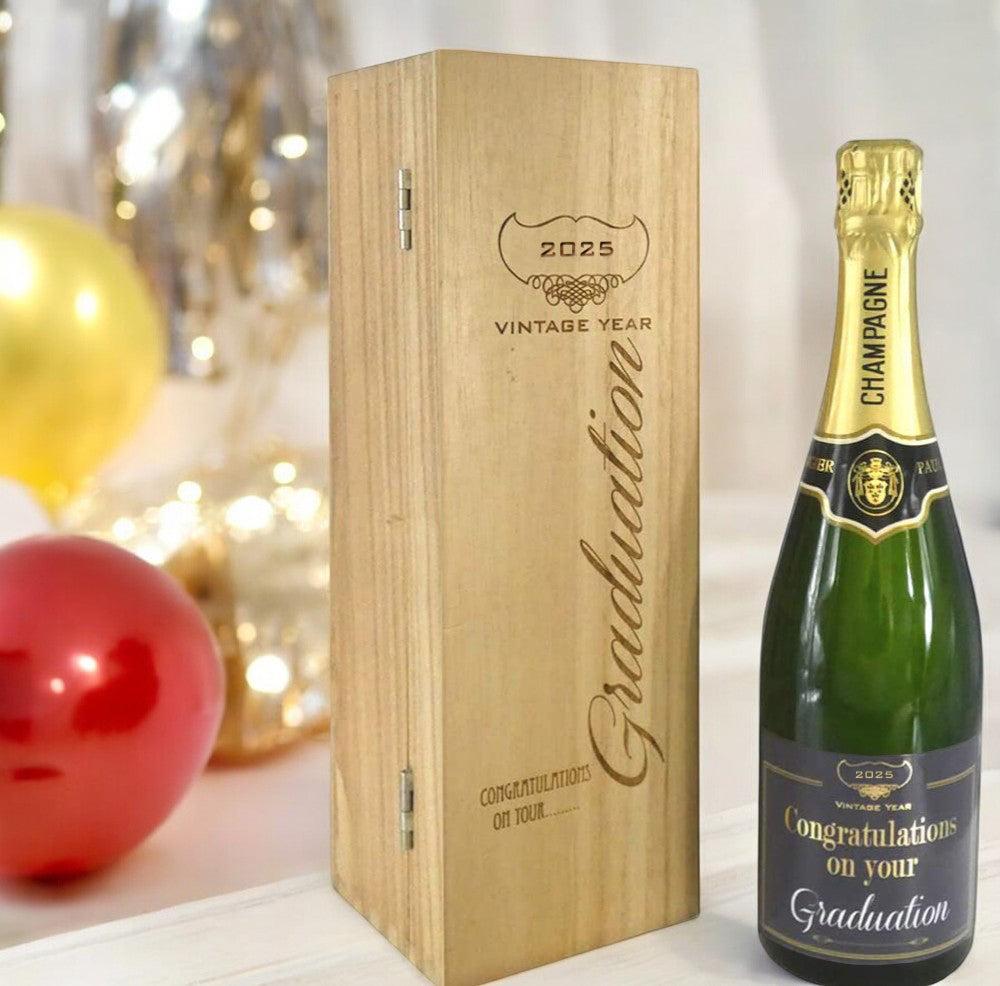 English Factory Graduation Gift Personalised 75cl Bottle Of Champagne Presented In An Engraved Wooden Box 2025
