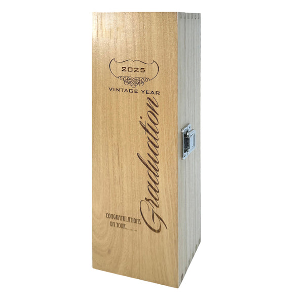 english factory Graduation Single Hinged Champagne Wine Or Whiskey Wooden Box 2025