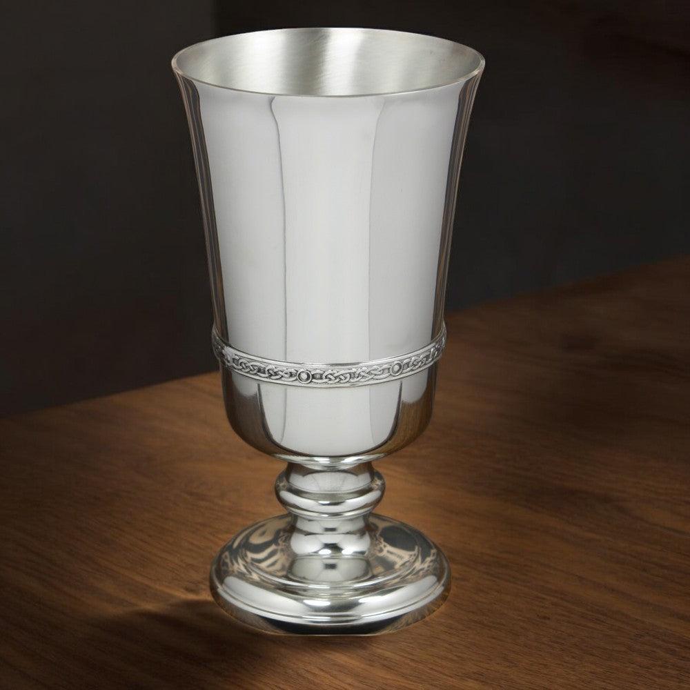 English Factory Large Celtic Band Pilsner Style Pewter Wine Goblet