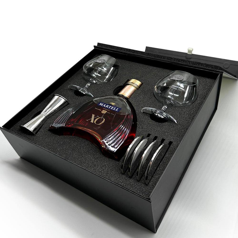 English Factory Luxury Brandy Gift Set Includes Bottle 2 Personalised Brandy Glasses 4 Pewter Coasters & Pewter Spirit Measure