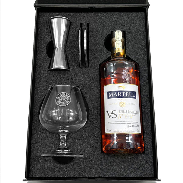 english factory Luxury Brandy Gift Set Includes Bottle Personalised Brandy Glass Spirit Measure and 2 Coasters