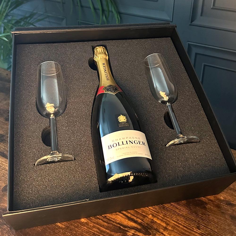 English Factory Luxury Champagne Gift Set Includes Bottle & 2 Champagne Flutes