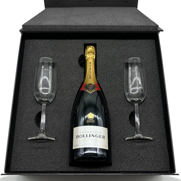 english factory Luxury Champagne Gift Set Includes Bottle & 2 Champagne Flutes