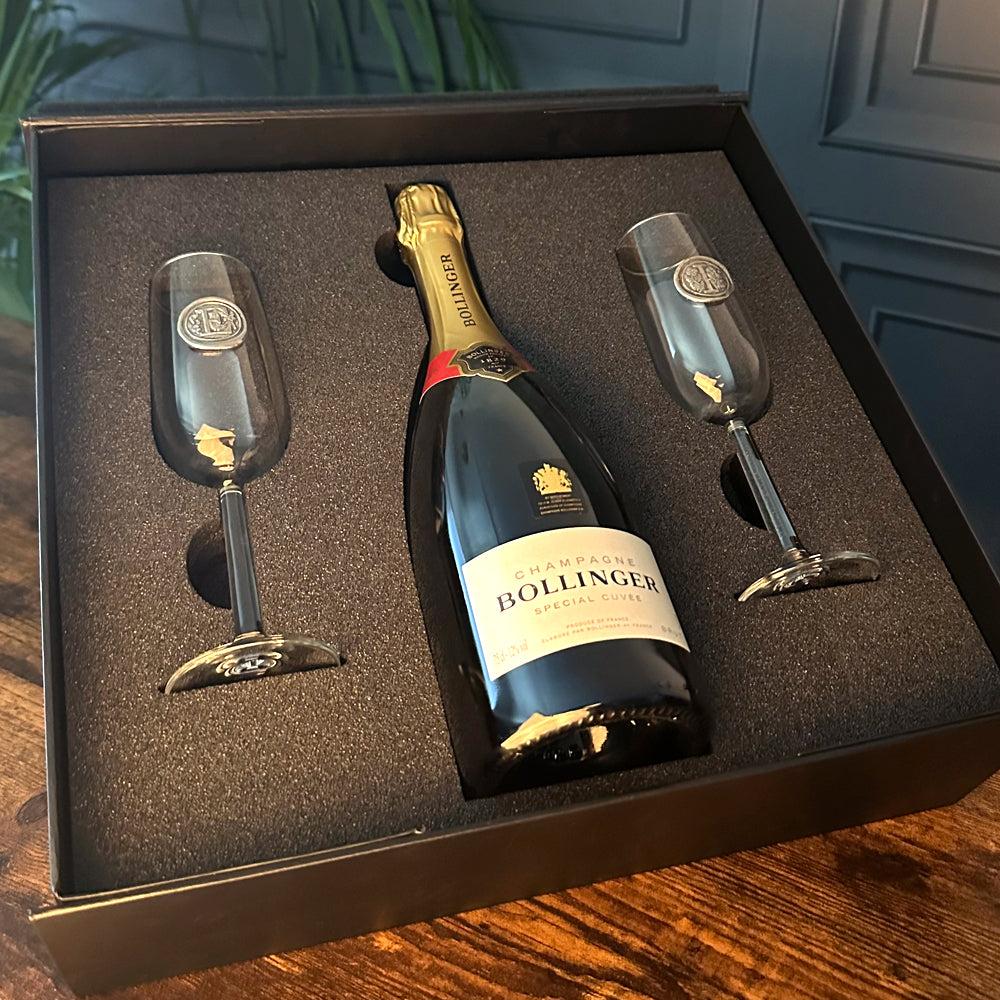 English Factory Luxury Champagne Gift Set Includes Bottle & 2 Personalised Champagne Flutes