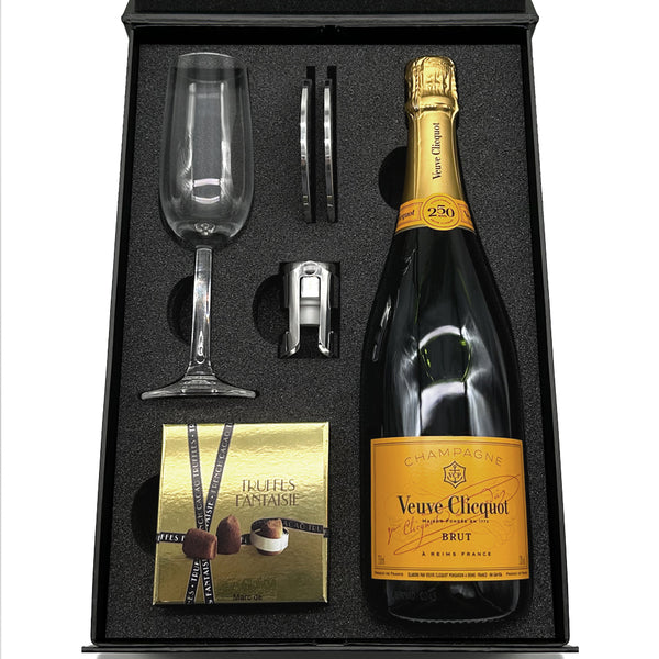 english factory Luxury Champagne Gift Set Includes Bottle Champagne Flute Pewter Bottle Sealer Pewter Coasters & Truffles