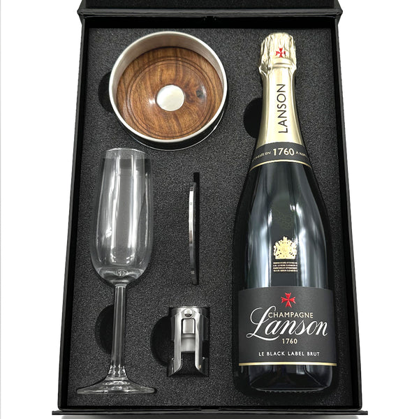 english factory Luxury Champagne Gift Set Includes Bottle Champagne Flute Pewter Bottle Coaster Pewter Champagne Sealer & Pewter Coaster