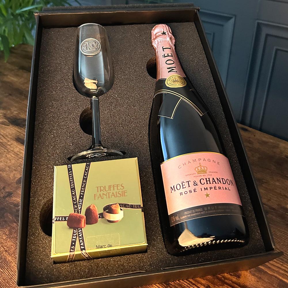 English Factory Luxury Champagne Gift Set Includes Bottle Personalised Champagne Flute & Truffles