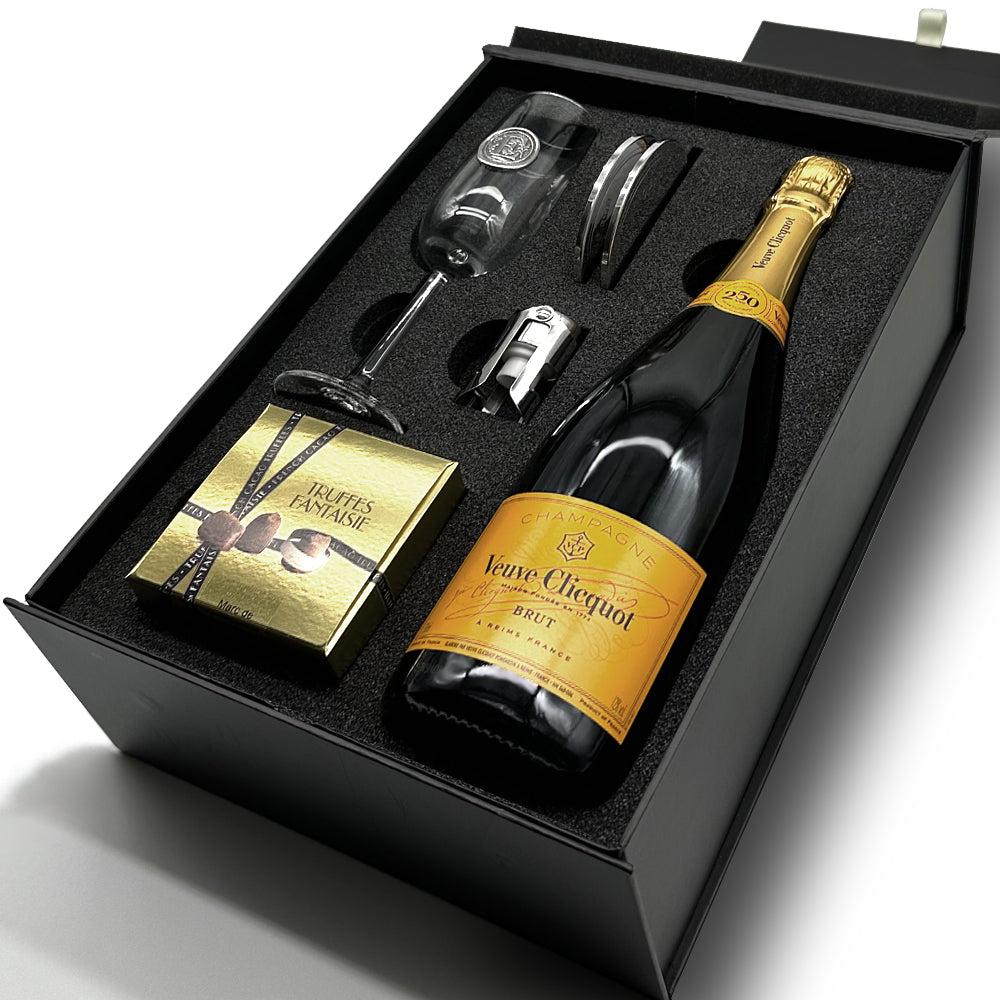 English Factory Luxury Champagne Gift Set Includes Bottle Personalised Champagne Flute Pewter Bottle Sealer Pewter Coasters & Truffles