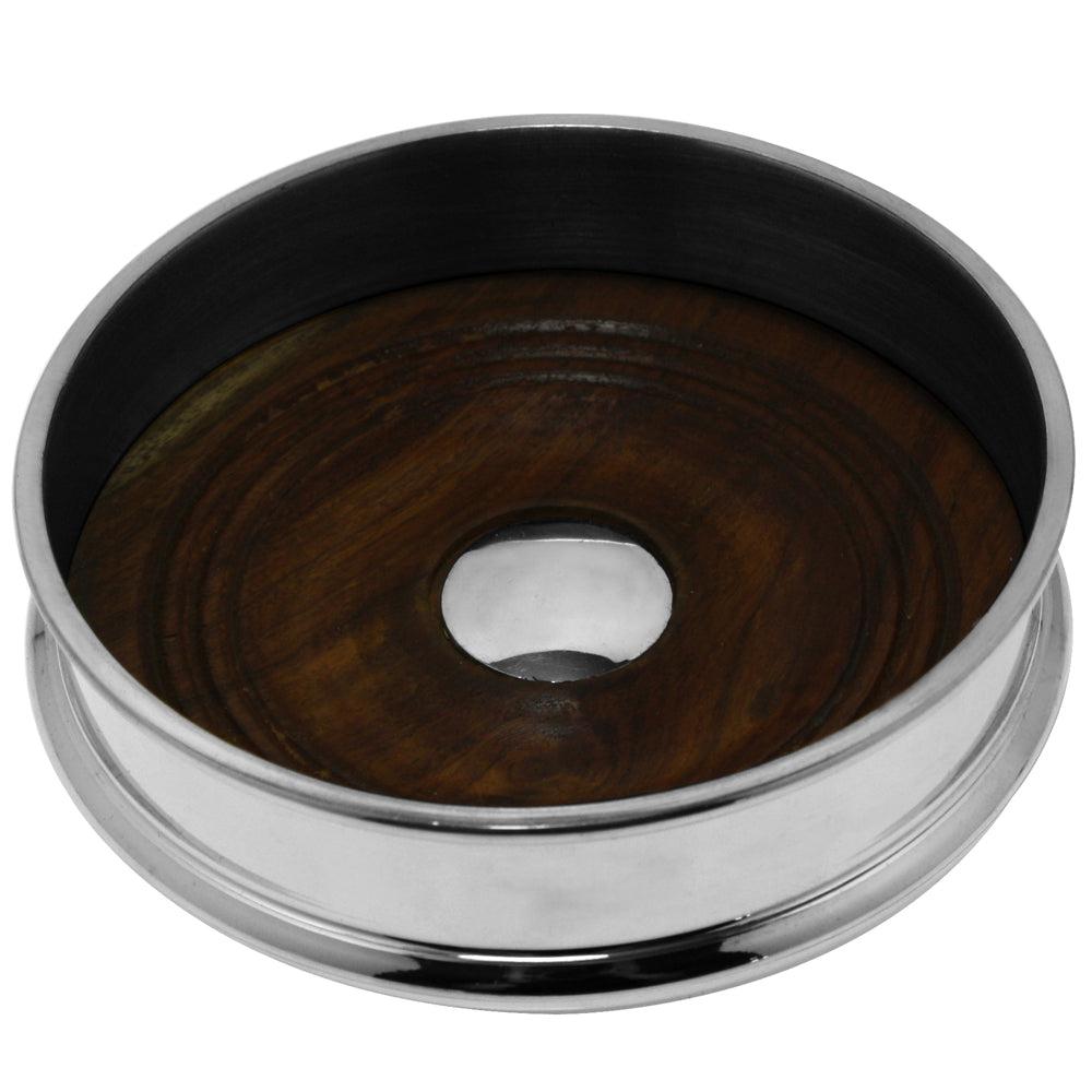 English Factory Luxury Pewter Champagne Bottle Coaster With Wooden Insert