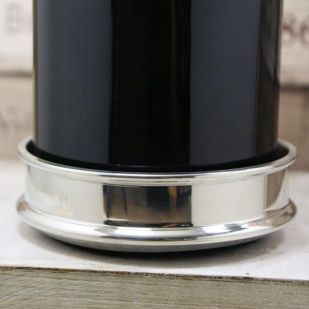 English Factory Luxury Pewter Champagne Bottle Coaster With Wooden Insert