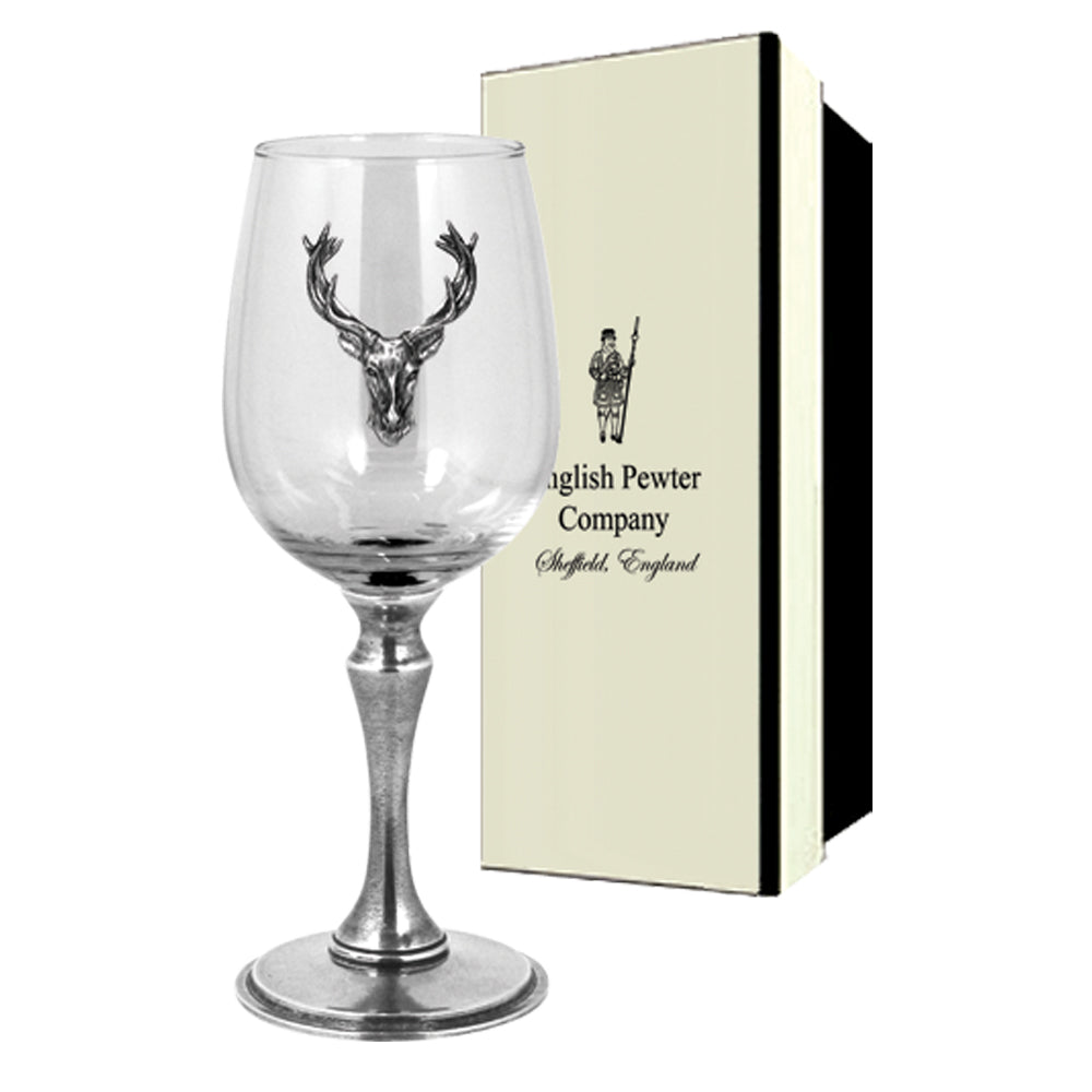 English Factory Luxury Pewter Stag Head Wine Glass With Solid Pewter Stem