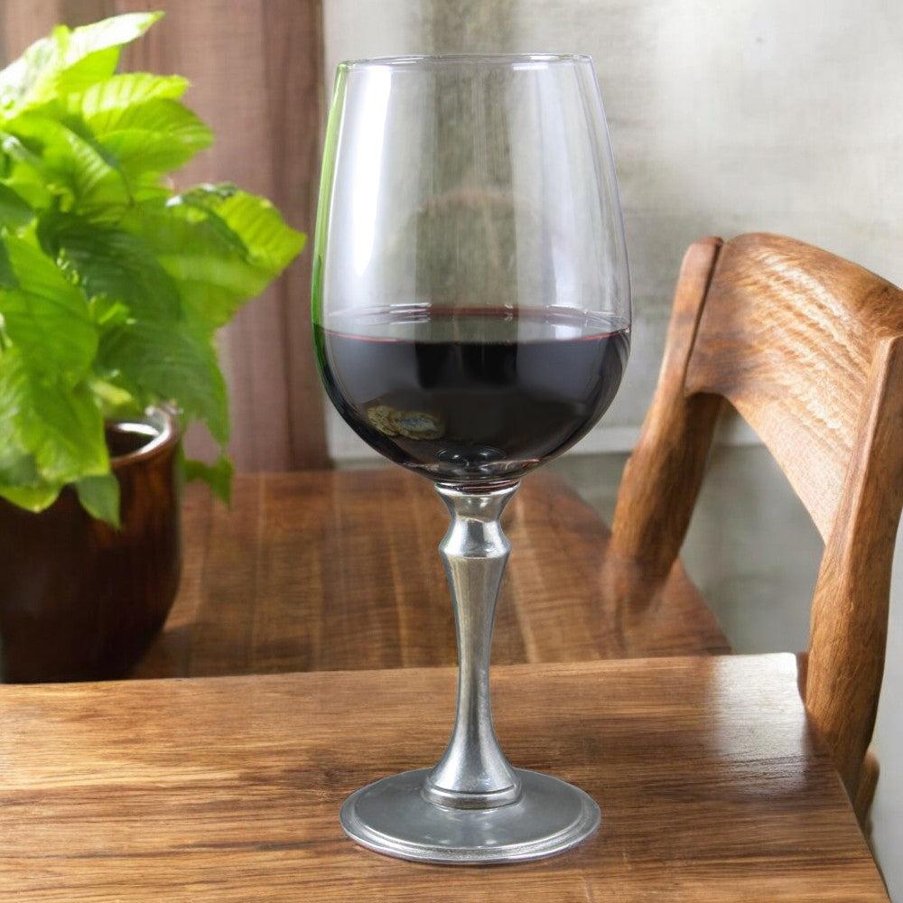 English Factory Luxury Pewter Vogue Wine Glasses Set With Solid Pewter Stem - Pair