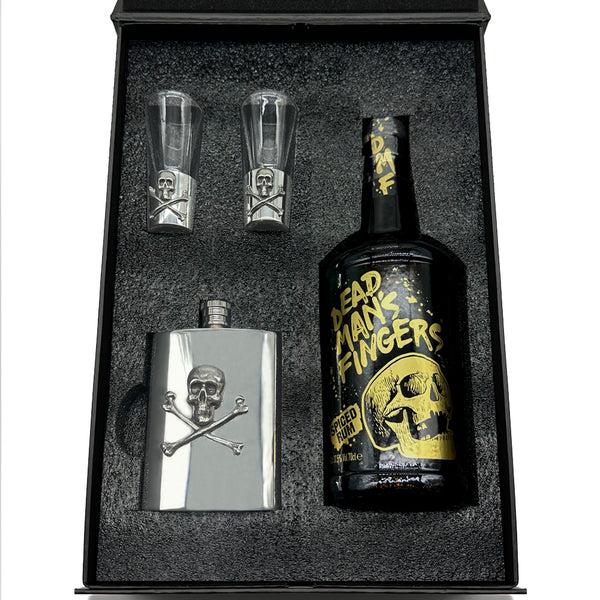 english factory Luxury Rum Gift Set Includes Bottle Shot Glasses and Hip Flask