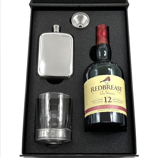 english factory Luxury Whisky Gift Set Includes 6oz Pewter Hip Flask with Funnel & 11oz Whisky Tumbler