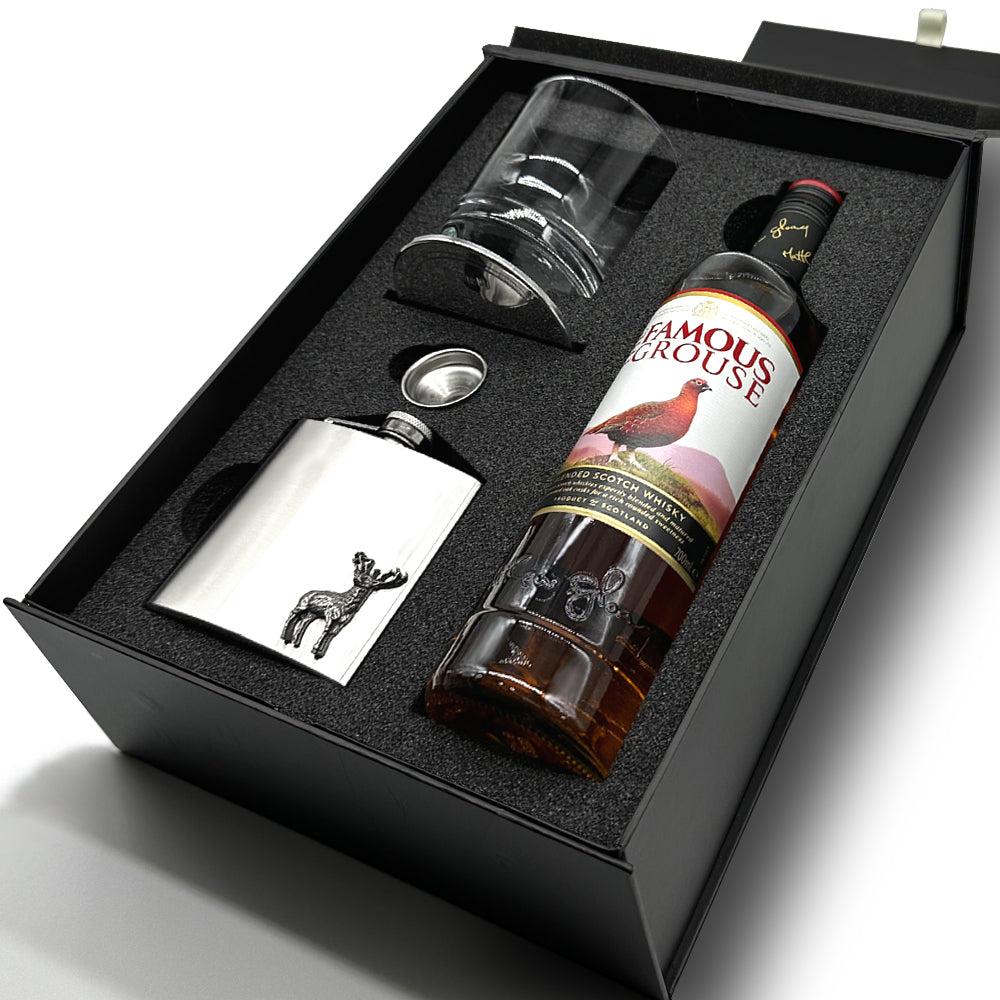 English Factory Luxury Whisky Gift Set Includes Bottle 11oz Whisky Tumbler Pewter Coaster & Stainless Steel Hip Flask & Funnel